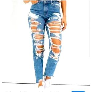 AE Stretch Ripped Highest waist mom jeans
